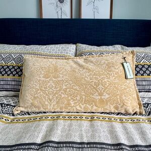 William Morris Gold Cushion Cover in “Strawberry Thief” Print, NWT